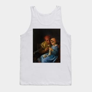 The Knitting Lesson by Jean-Francois Millet Tank Top